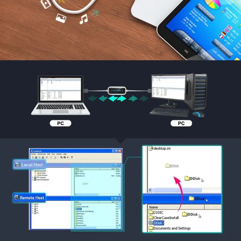 Computer to Computer USB Cable Data Transfer PC to PC Cord Unlimited Use