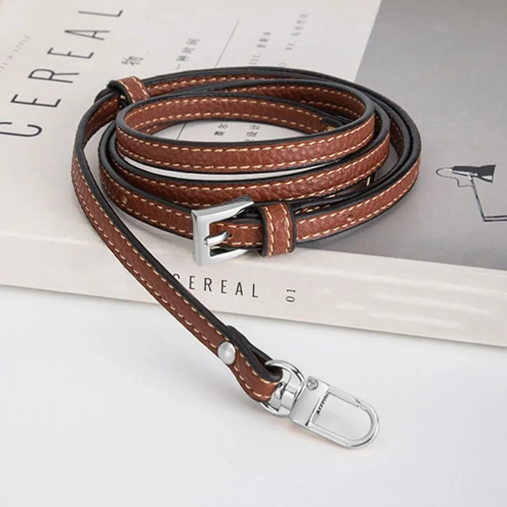 Enhanced Genuine Leather Shoulder Strap with Punch-Free Buckle - Premium Handbag and Crossbody Bag Accessory