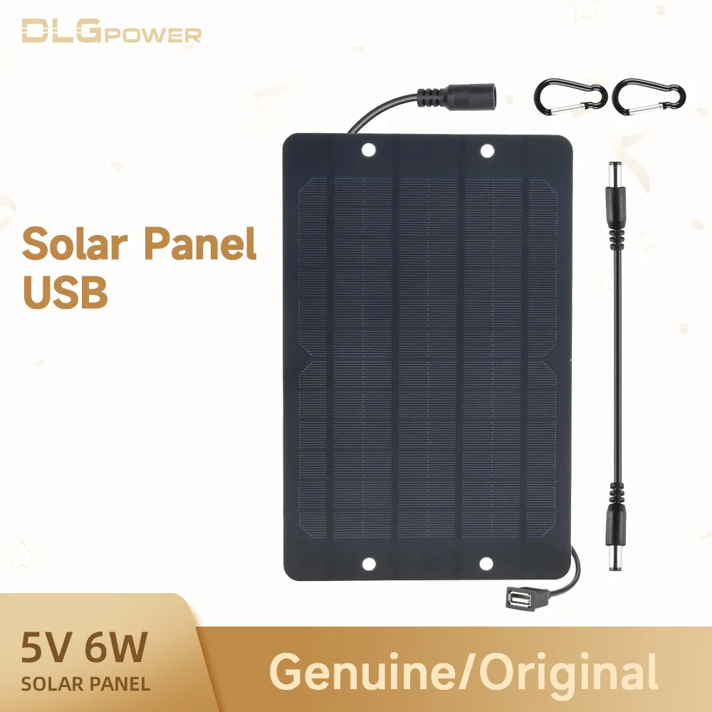 

DLG Mini Solar Panel USB 5V 6W Outdoor Home monitoring lighting High performance single crystal DC mini solar small fan