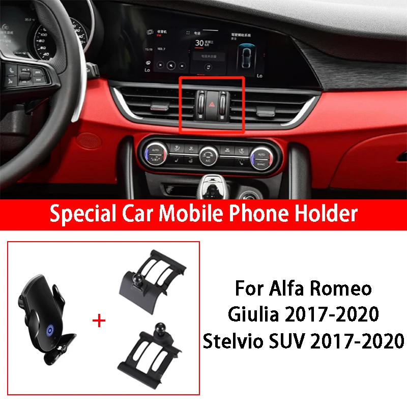 

15W Car Wireless Charging Phone Holder Magnetic GPS Stand Bracket Fast Charging For Alfa Romeo Giulia Stelvio SUV Car Styling