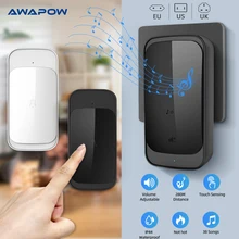 Awapow-timbre inalámbrico a prueba de agua, receptor inteligente de seguridad para el hogar, con sensor táctil, para puerta, 58 acordes