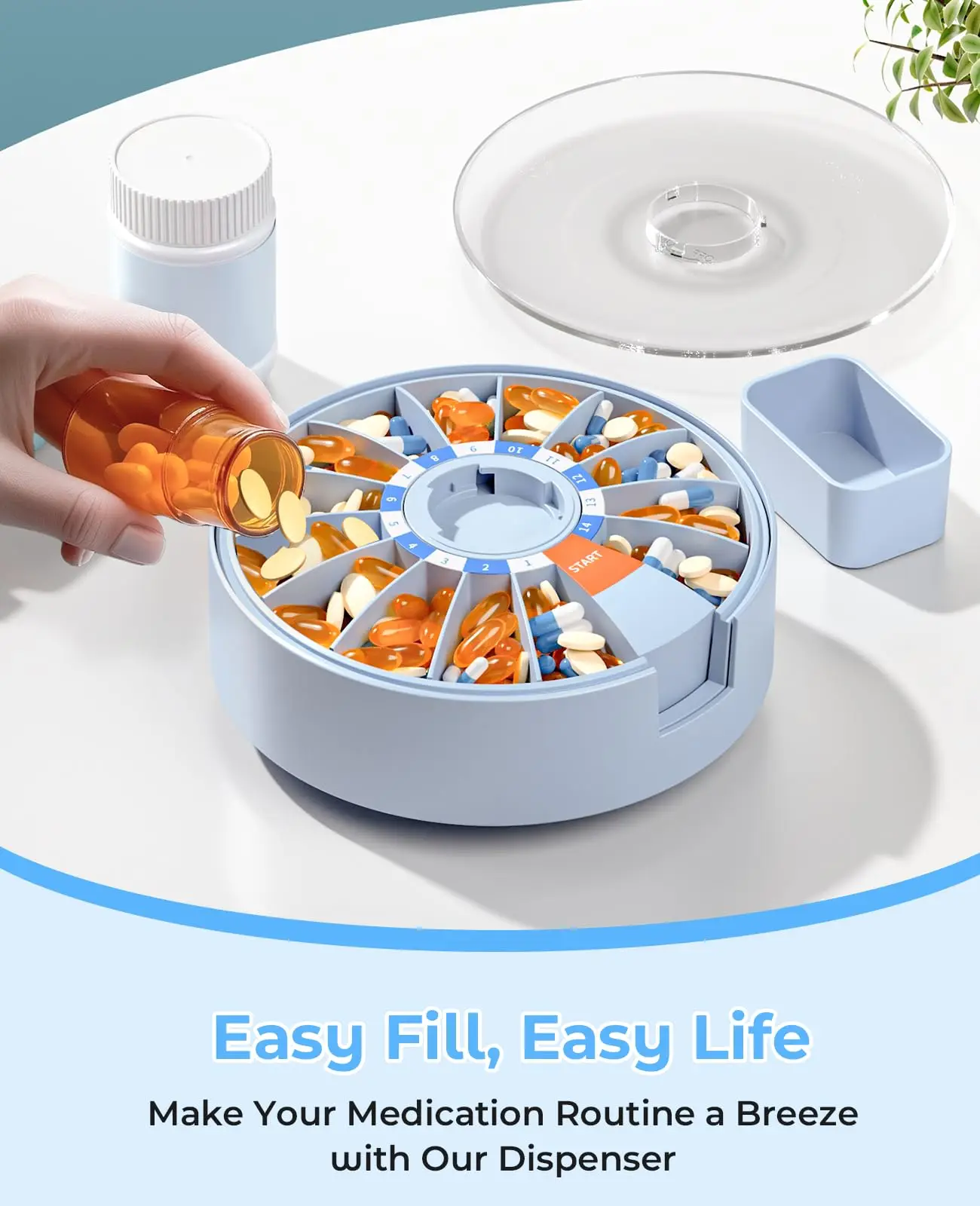 Extra Large Weekly AM/PM Pill Dispenser with Wall Mountable and Freestanding Design