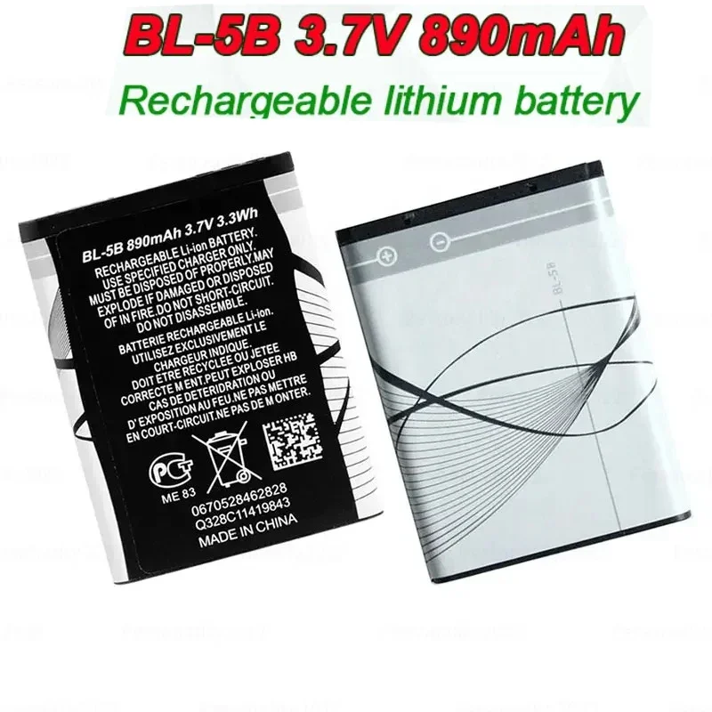 BL5B 890mAh BL 5B 5300 5320 N83 6120c 7360 3230 5070 3220 Li Batterie ricaricabili per telefoni cellulari Nokia Plug-in Altoparlante - Image 2