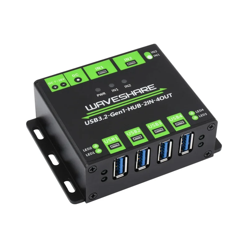 waveshare-industrial-grade-usb-hub-4x-portas-usb-32-hosts-duplos-comutaveis-multi-protecoes