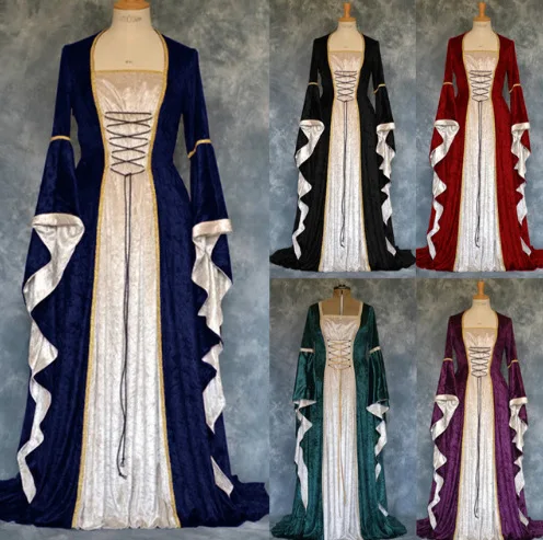 

Cosplay Costume Dress Medieval Clothing Women Renaissance Victorian Irish Velvet Retro Fancy Gown Halloween Carnival Dress Up