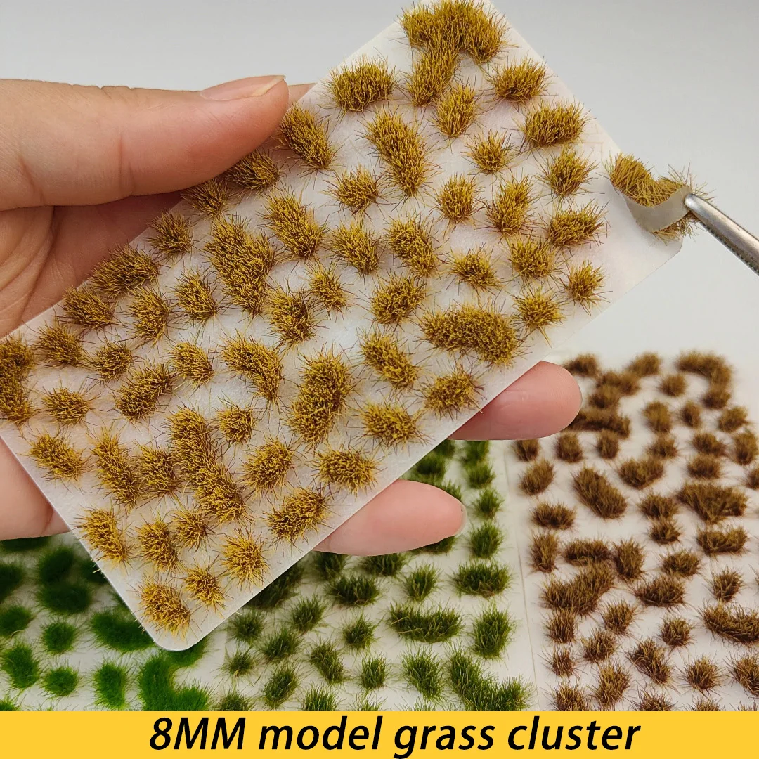 8MM 불규칙 잔디 모델 키트 시즌별 잔디 식물 풍경 모래 테이블 재료 디오라마 액세서리 58개/박스