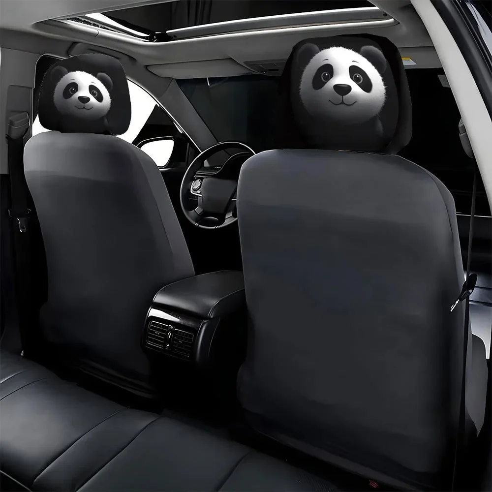Panda Pattern Double-Sided Car Headrest Protector - Stylish Auto Interior Decor Accessory