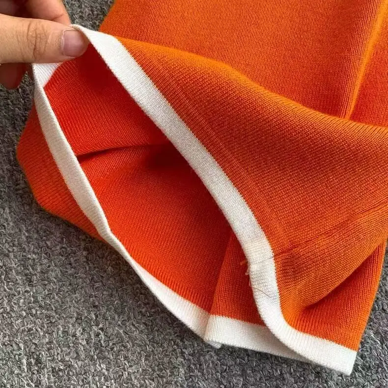 Herbst Winter Strick-Trainingsanzug Set Seitendetails