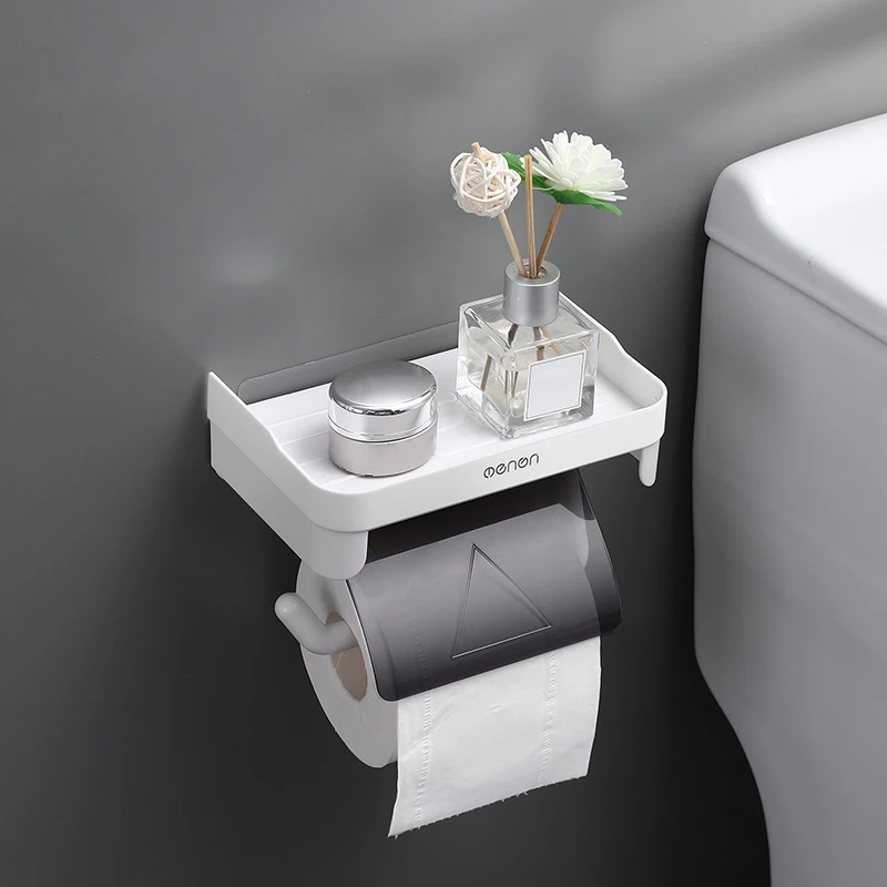 

Adhesive Hole-free Paper Towel Rack Wall Storage Organizer Bathroom Tissue Holder Box Accessories