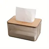 Bamboo Wooden Cover Plastic Tissue Box Paper Holder Dispenser Home Storage Case 5