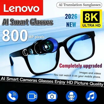 Lenovo 2026 APP 8K Bluetooth AI Glasses 1200MP HD Camera Chat GPT Voice Assistant Music Player Translate Call Smart Sunglasses 1