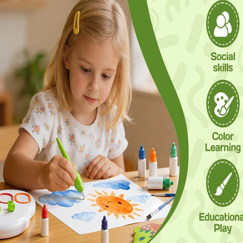 Set di Lavagna Magica per Disegno e Graffiti per Bambini, Giocattolo Educativo per l'Apprendimento Precoce, Regalo di Compleanno Colorato e Divertente - immagine 5