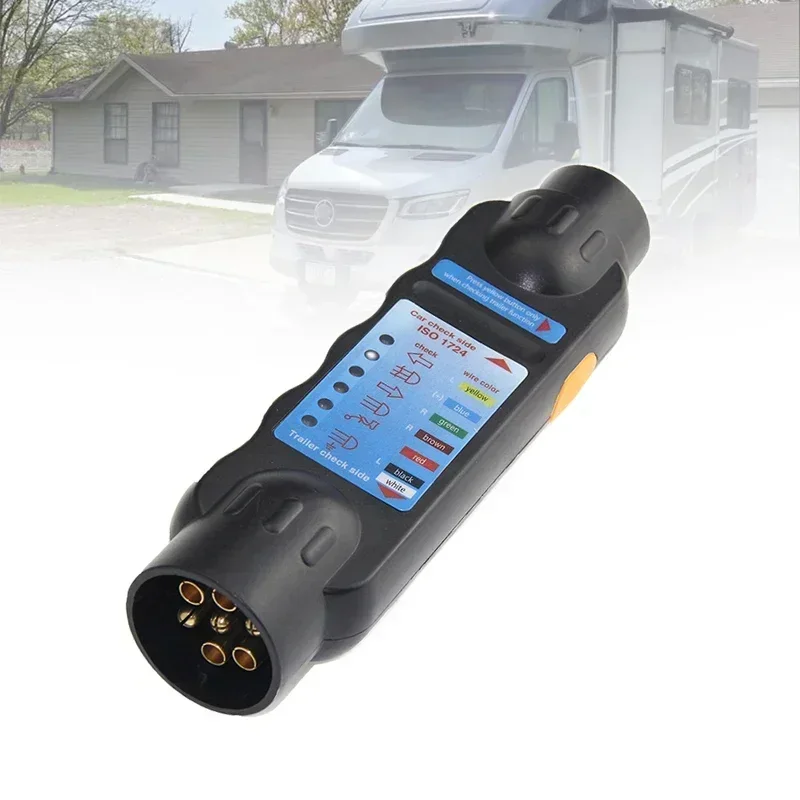 12V European 7 Pin Trailer Plug Socket Tester Durable Truck Wiring Circuit Light Test Tool RV Car Trailer Socket Circuit Testing plug adapter