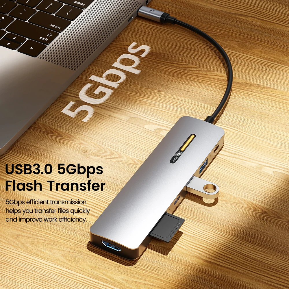 USB Hub PD 100W Quick Charger Type C Hub Docking Station Toocki 7 Ports Powered Splitter Extens For Macbook Huawei Samsung usb hub adapter,type c docking station,usb port adaptor,usb hub converter,docking station