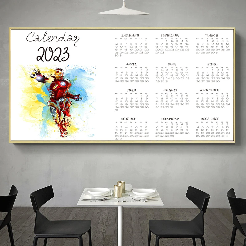 Disney 2023 Calendar Marvel watercolor Super hero spiderman iron Man  Aesthetic Wall decor poster HD posters canvas painting _ - AliExpress Mobile