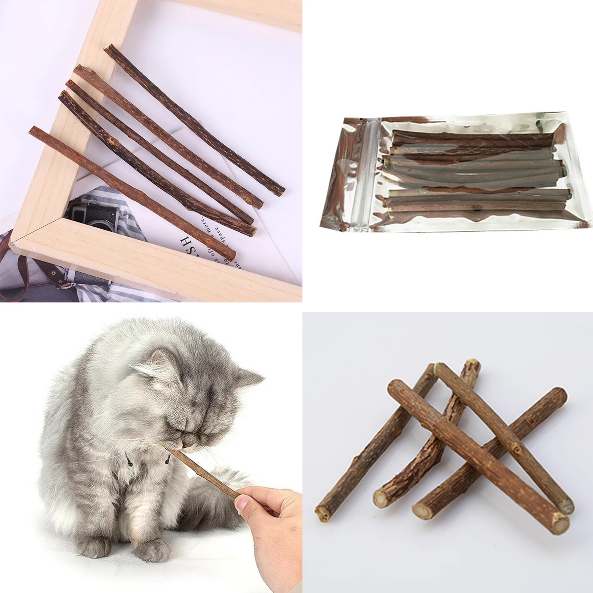 

10pcs Natural Wooden Tendon Stick Cat Supplies Cat Scratching and Biting Stick Cat Toy Stick