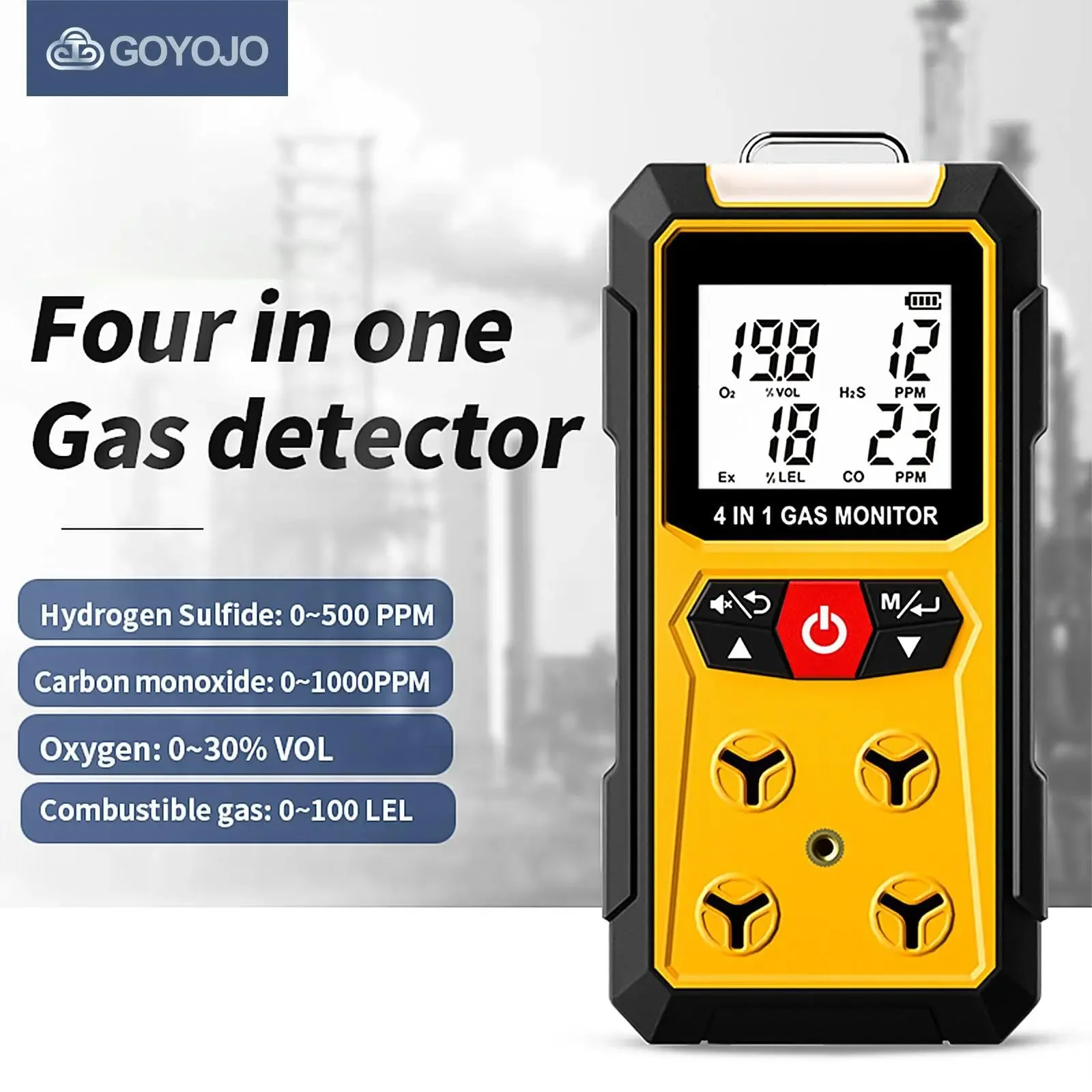 Gas Leak Detector 4-in-1 (H2S, EX, O2, CO) – Reliable Home and Workplace Safety Monitor with Precise Detection