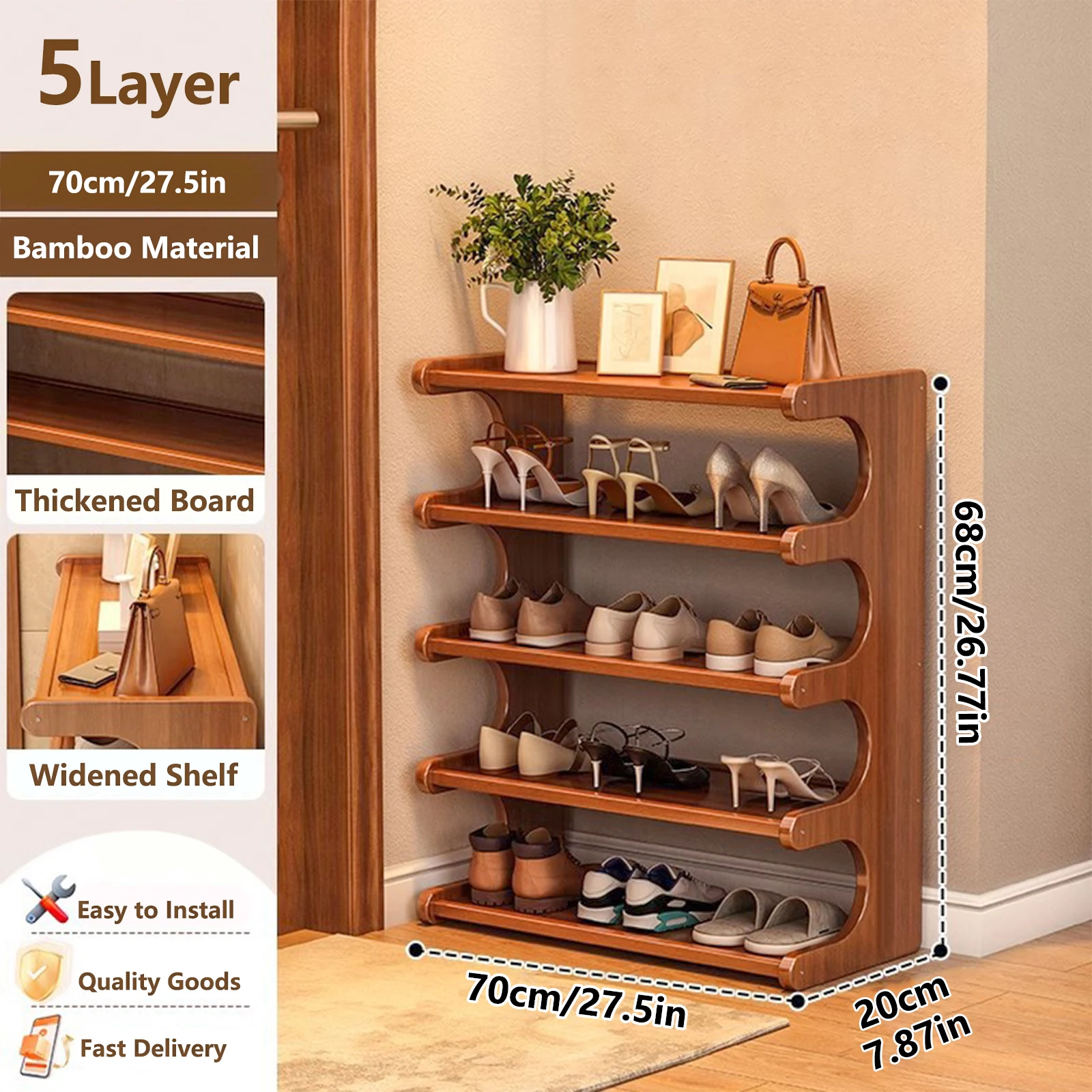 5/6-Tier Shoe Rack – Space-Saving Multi-Layer Storage Organizer with Wood Grain Finish, Independent Shelves, Easy Assembly for Entryway, Closet & Bedroom 6