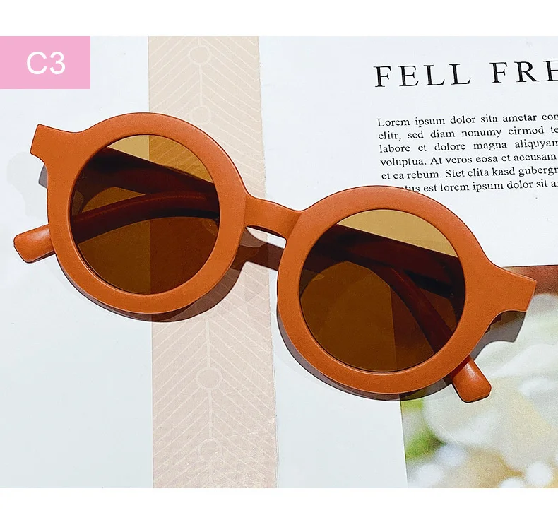 Free shipping children's color round frame light PC cute small face sunglasses