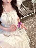 Ele Summer Fairy Skirt Women's Dr Slimming Waist High Waist A-Line Princ Sle Sweet  Knot ort Dr