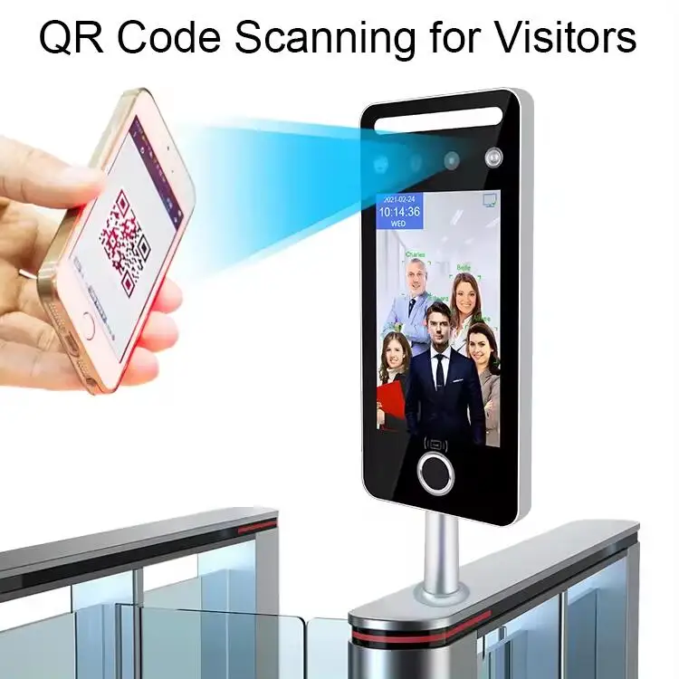 Vians HD IPS 터치 스크린 지문 스캐너, 얼굴 인식 클라우드 SDK AI 와이파이 출입 통제, 출근 시간 기계, 5 인치