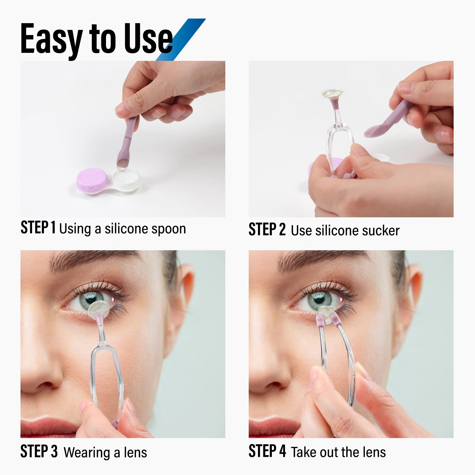 Colorful Contact Lens Handling Kit with Tweezers and Suction Rod by Dhoptical