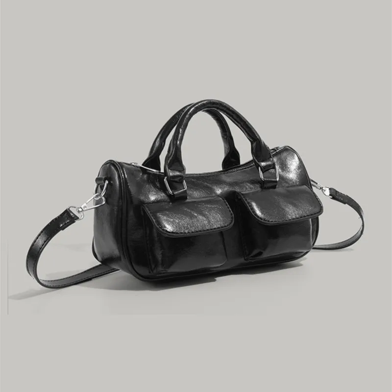 JIAERDI Retro Handle Coffee Bowling Bag For Women Pu Leather Pocket Y2k Bags Ladies Vintage Messenger Bag Luxury Designer Bags