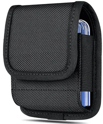 Stylish Oxford Leather Belt Clip Flip Case Cover for Galaxy Z Flip5 (Black)