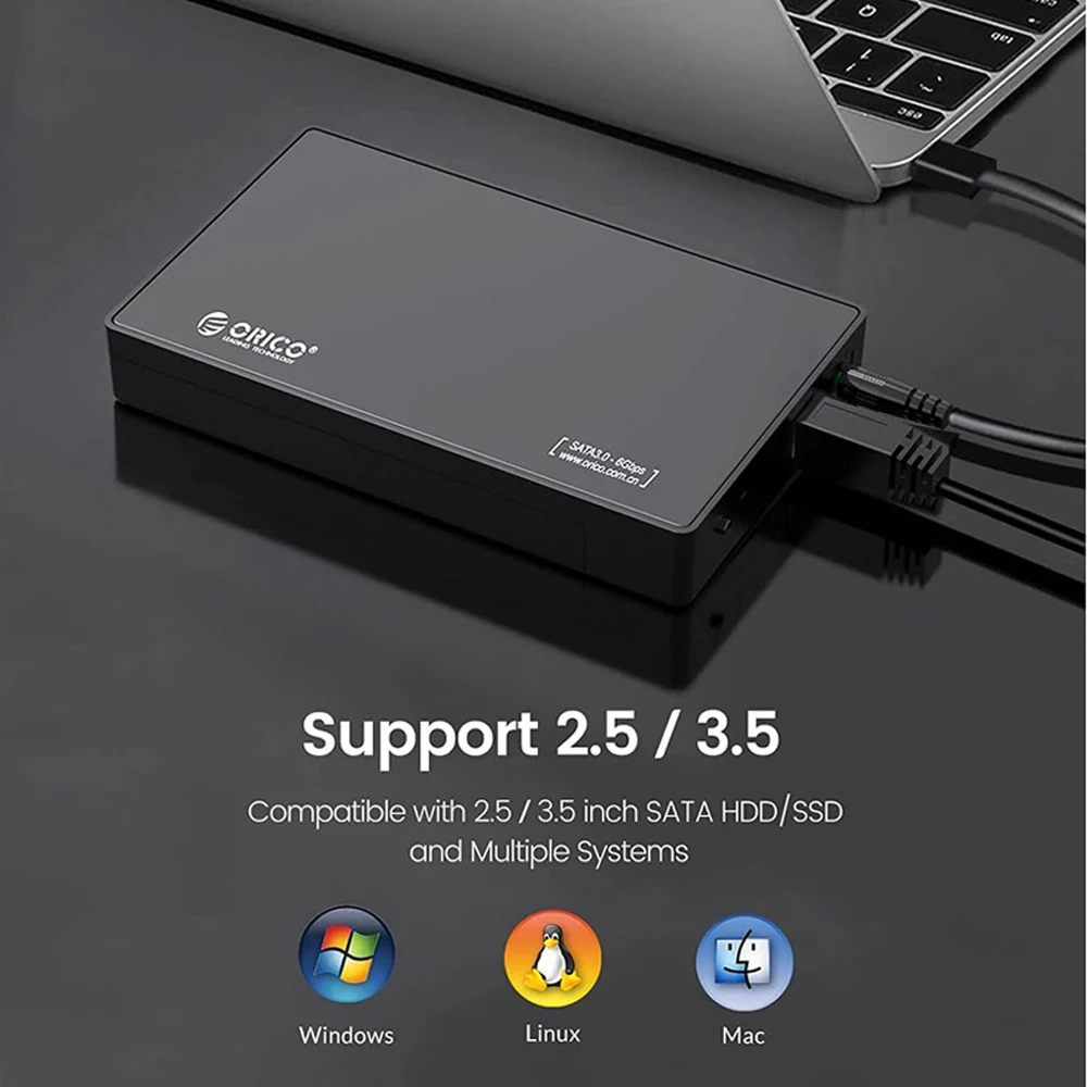 Orico-caixa de Disco Rígido Móvel Porta Serial tipo c Sata Ssd Mecânico Externo Estado Sólido Notebook e Desktop 2.5 in 3.5 in - Imagem 2