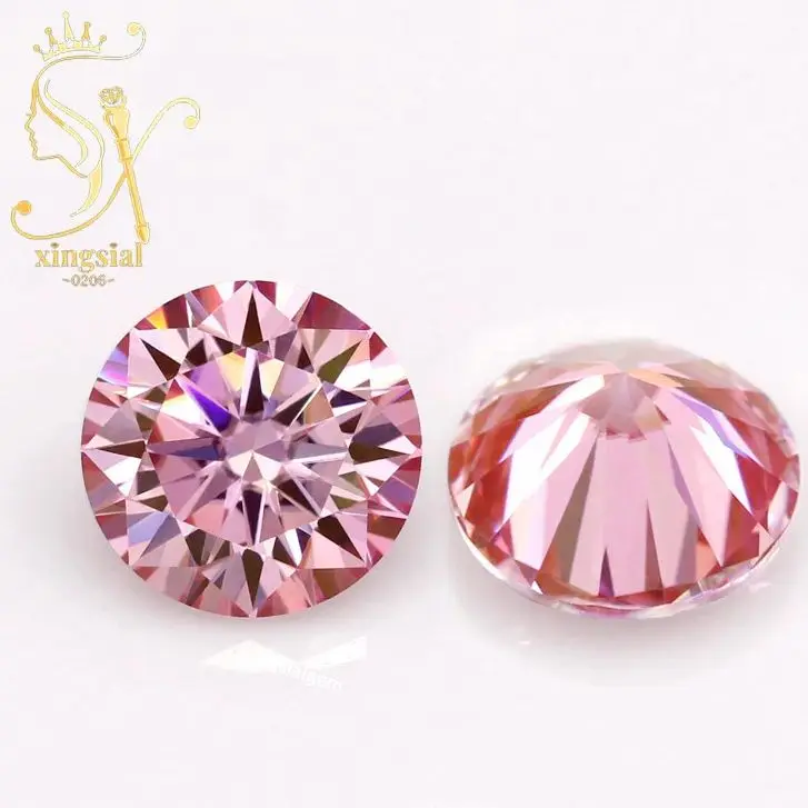 

Pink Moissanite With GRA Certificated Round Cut Moissanite Pass Diamond Tester Pen For DIY Jewelry Making Loose Gemtone Factory