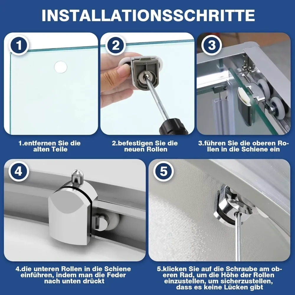 Shower Door Rollers Sliding Shower Cabin Pulley Double-Wheel Sliding Door Roller Bearing Wheel Runners Replacement