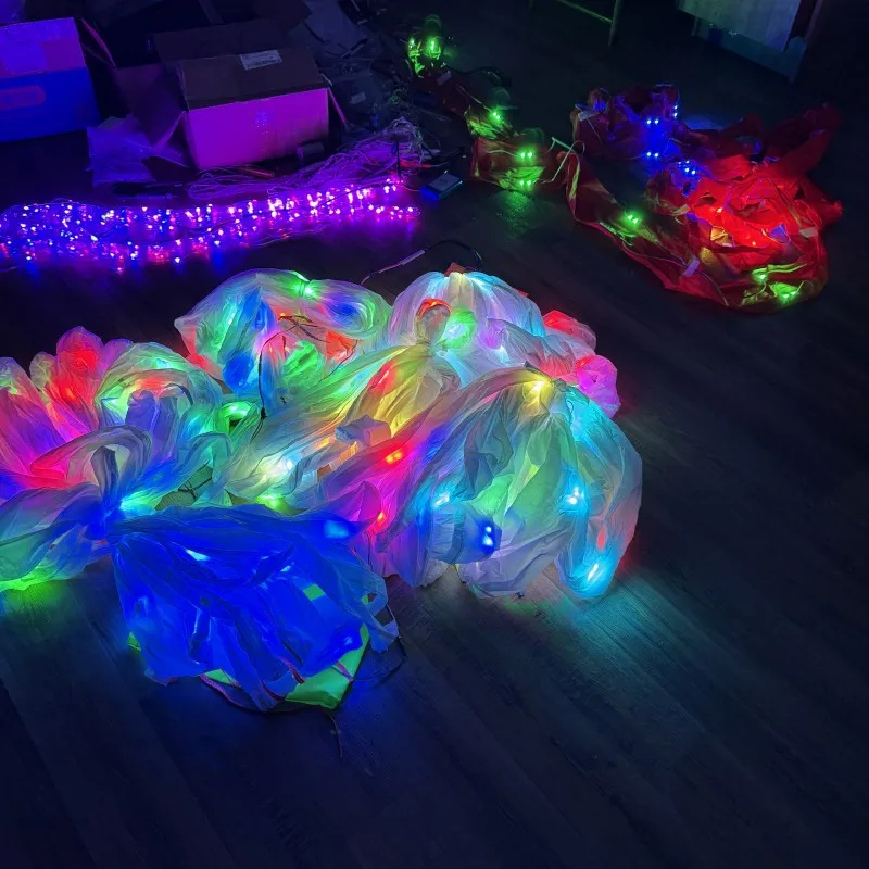 Colorful 3D 10m 15m 20m white tubing tails for LED kites for mantaray delta parafoil kites large soft kites flying with lights 3