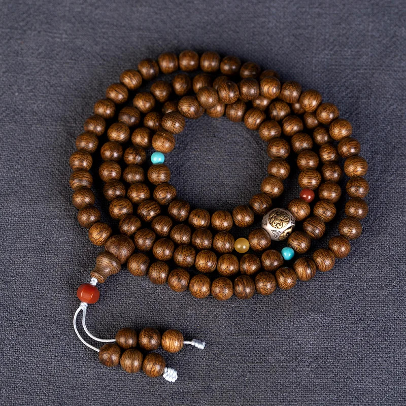 High Oil Old Materials Kalimantan Agarwood 108 Beads Bracelet Men's and Women's Necklaces Rosary Bracelet