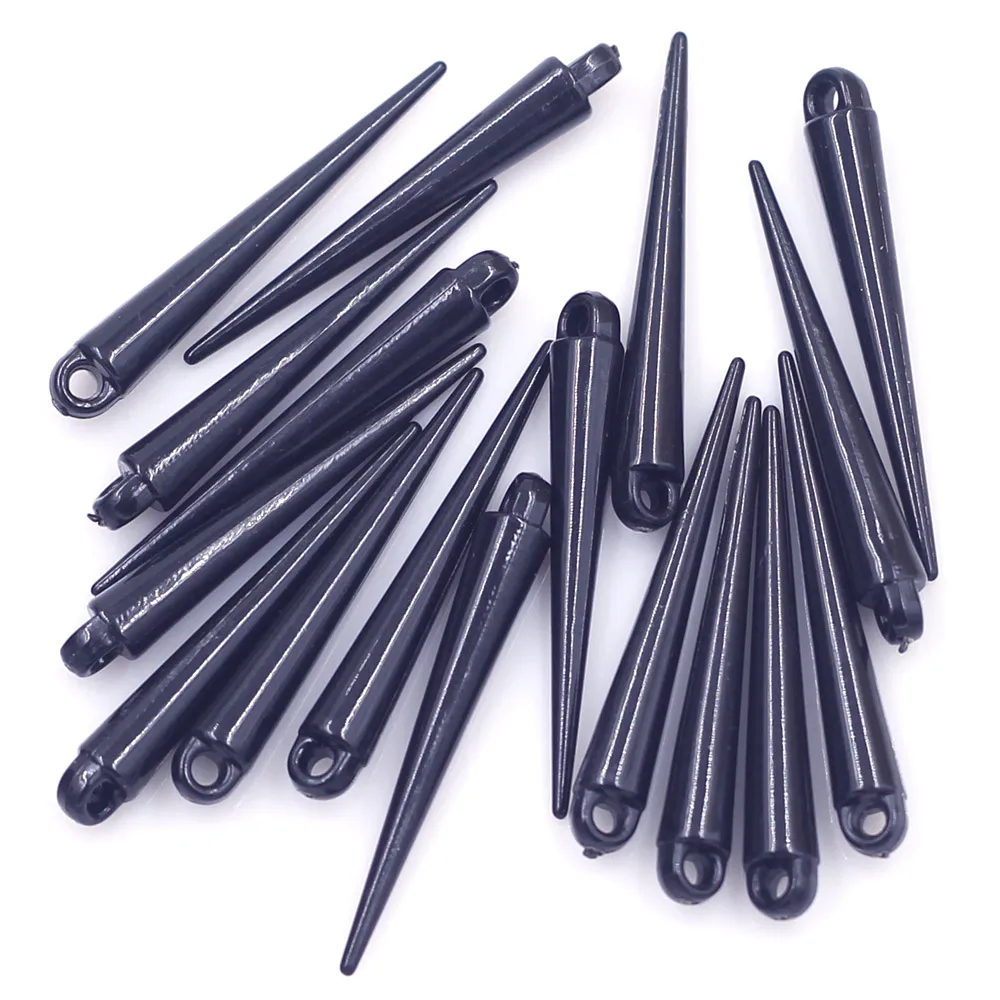 50 Stücke Schwarz Acryl Kegel Tränenniet Punk Ohrstecker Spikes Anhänger Für Ohrring Schmuck DIY Erkenntnisse Charms 34mm