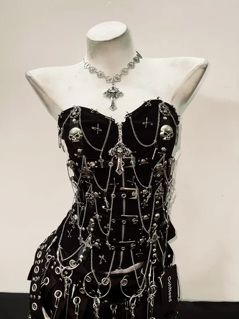 Gothic Chain Corset and Metal Cross Skirt 3