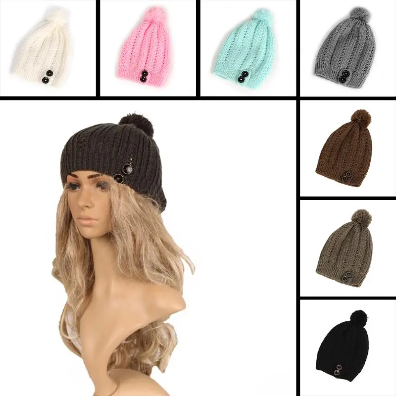 

New Women Winter Fur Knitted Hat Slouchy Beanie Cap Warm Hat