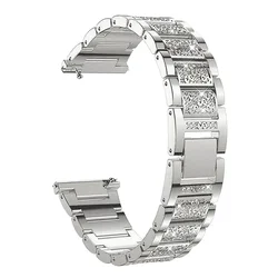 Elegant Diamond Strap and Case for Smartwatches - Stainless Steel Women's Bracelet (Silver)