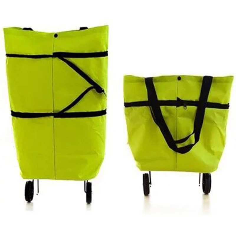 

Simple And Fashionable Shopping Bag, Foldable Shopping Bag With Wheels, Suitable For Daily Use By Women, Green
