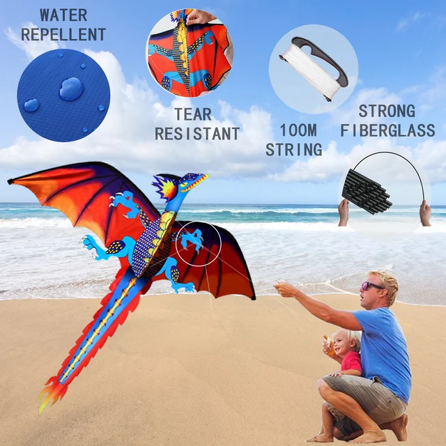 Factory Sale 3D Dragon Kite Flying  For Adult Children Pterosaur Kites Outdoor Toy Bird Kids 100m Line Gift With Handle & Line 2