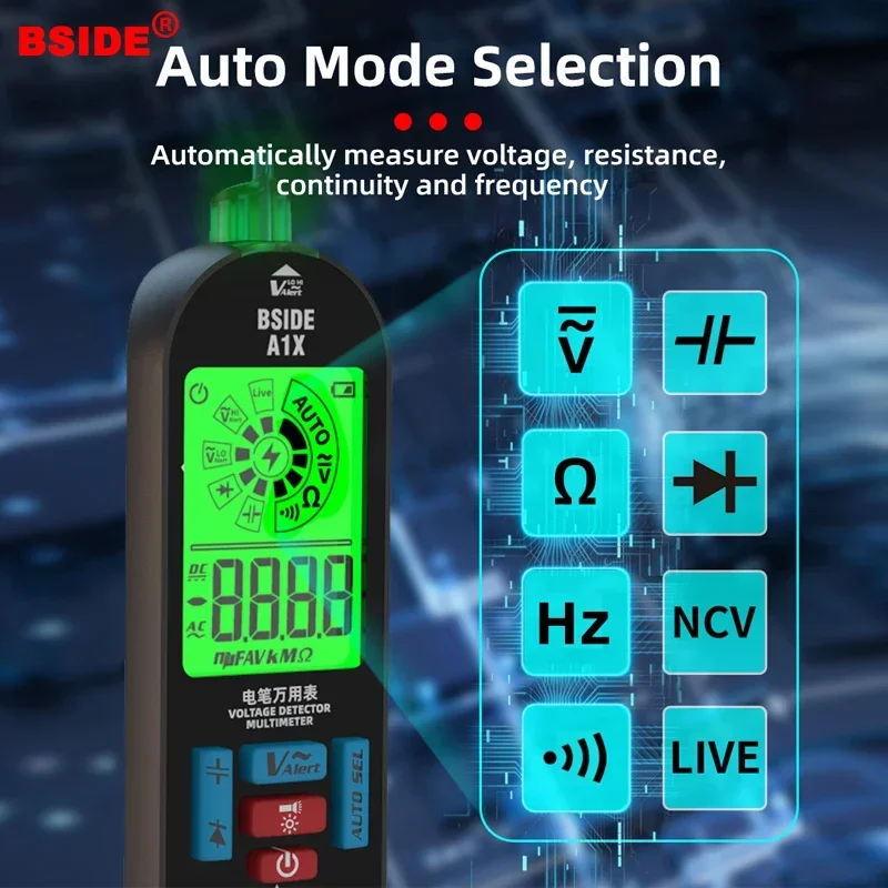 Bside A1X Auto Rang Smart Digital Multimeter Carica Usb Ac Dc Tester Di Tensione Profesional True Rms Diodo Capacità Ohm Hz Ncv