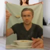 ryan gosling eats his cereal Throw Blanket Decorative Sofas Fluffys Large Heavy for sofa Blankets 4