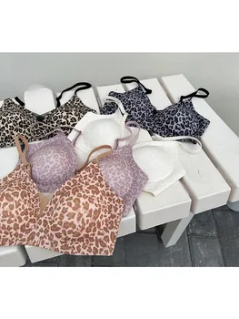YUQI Leopard Print Bra - Ultra Thin No Underwire, Anti-Sag Bralette, Big/Small Chest Lightweight Gather, Breathable Smooth 1