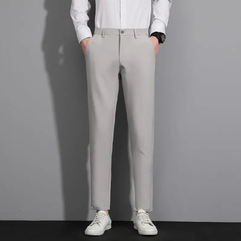 Pantalones de trabajo drapeados para hombre, pantalones de traje de oficina rectos y fluidos para hombre, ropa vintage, ropa de estilo coreano, moda de verano 2024 fina