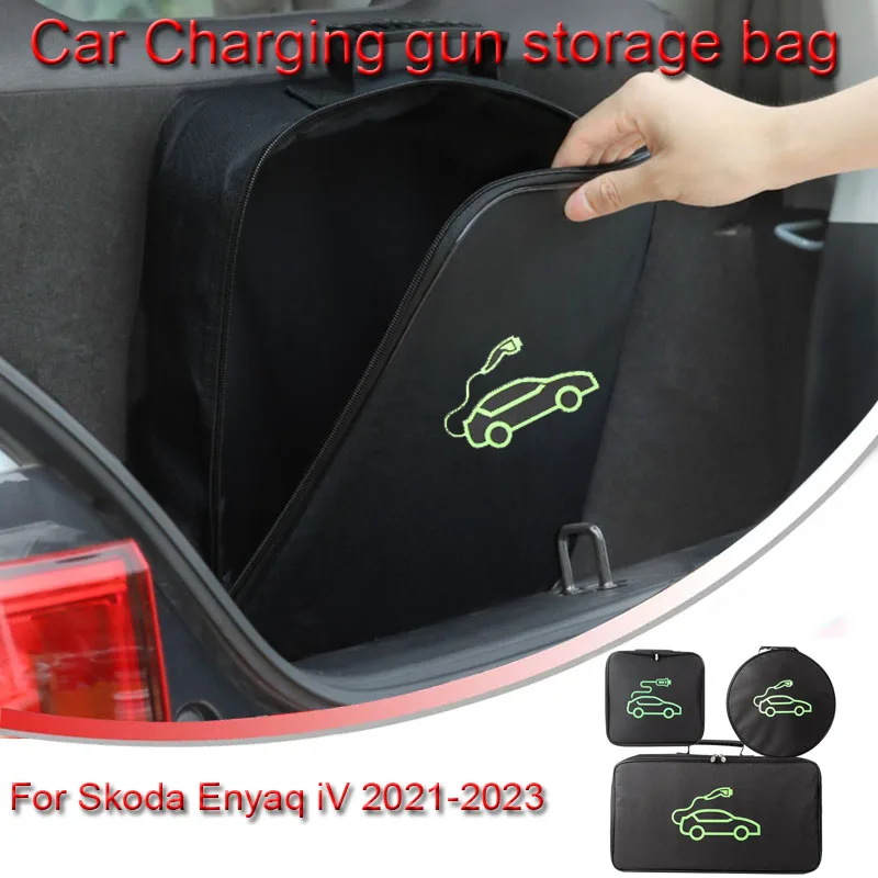 Per Skoda Enyaq Iv 2021-2023 Ev Car Portable Charging Cable Storage Borsa Per Il Trasporto Accessorio Per Scatola Di Immagazzinaggio Del Bagagliaio Ig