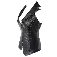 Steampunk Faux cuir Corset gilet pour femmes gothique côté à lacets acier désossé PU Corset taille minceur formateur corps Shaper Korset 4
