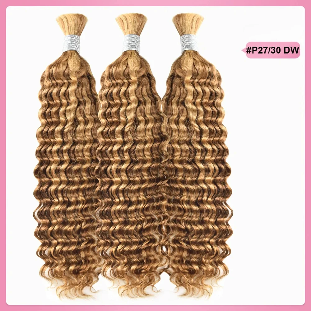 P27/30 Deep Wave Boho Braids Human Hair Bulk Braiding Hair 100g/Pc 16-26 Inch For Women Brazilian Virgin Hair Full End No Weft 2