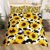 Orange Sunflower Printed Bedding Set for Lover Couples Gift Flower Pattern Duvet Cover Quilt Home Use Bedlines Double Bed Quilt 2