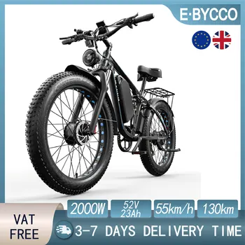 E-BYCCO EB7 PRO Bicicletta elettrica 2000W Doppio motore 52V23AH Freno idraulico Bici elettrica 26*4.0 pollici Fat Tire Mountain Snow Ebike