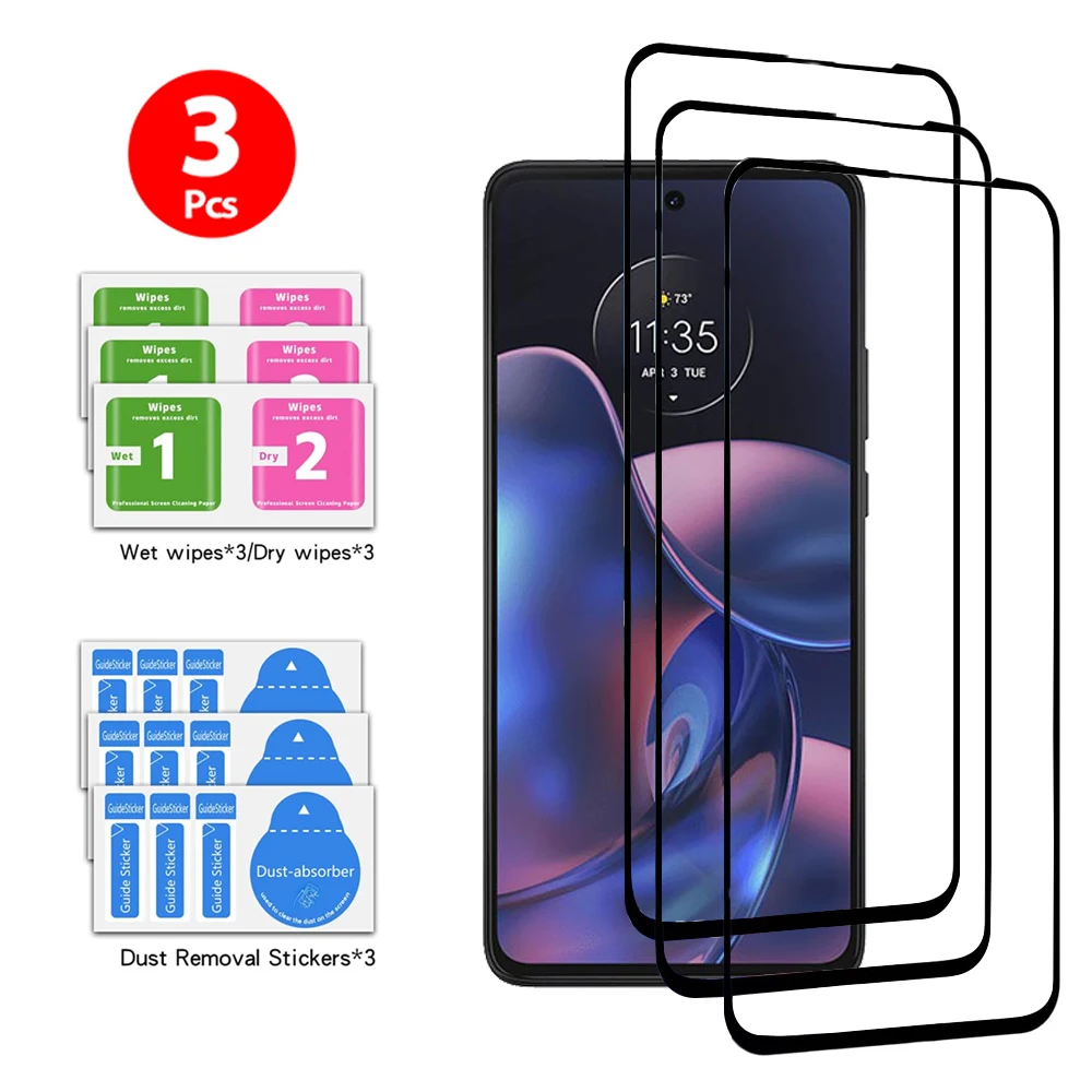 

3PCS Tempered Glass for Motorola Moto Edge (2022) G62 5G G72 E22i E22 Edge 30 Neo Moto G71s Screen Protector Film