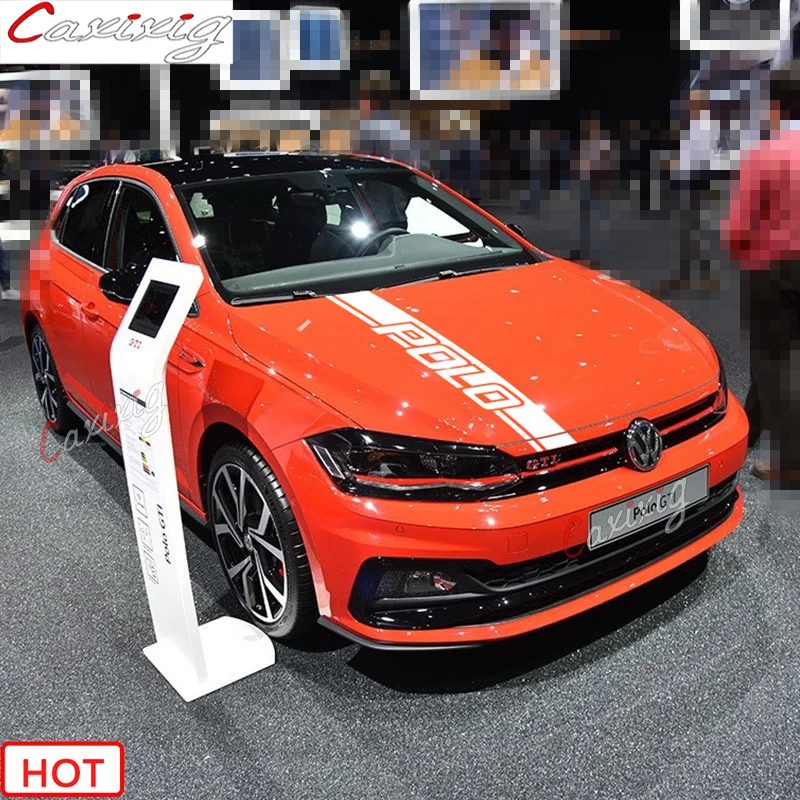 Car Hood Bonnet Sport Stripes Per Volkswagen Polo Gti-R Line-R Wrc-Tsi Racing Styling Auto Engine Cover Decor Sticker Decalcomanie Fai Da Te